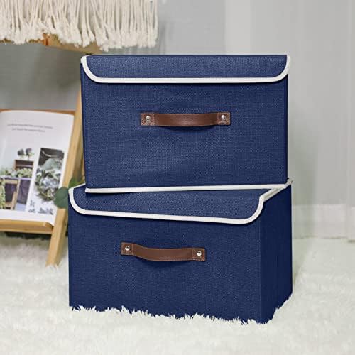 ANMINY Fabric Storage Box Bins with Lids, Blue, 15"x10"x10", 2 Pack - Image 6