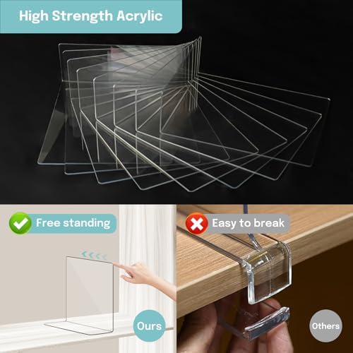 OKPOW Acrylic Shelf Dividers for Closet Organization: 12" Tall x 10" Deep Durable 8 Pack Clear Shelves Separators for Clothing Adjustable Purse Organizer - Image 3