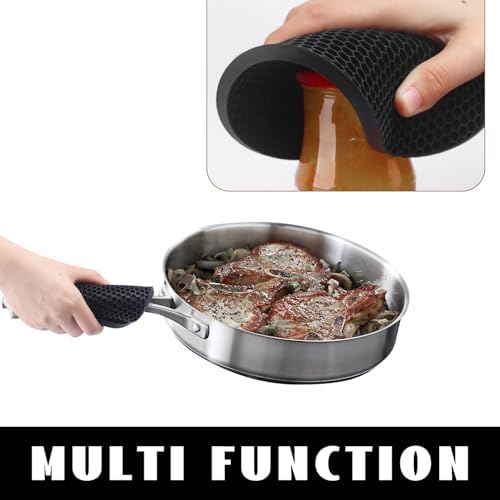 4 Pack Silicone Trivet Mats, 7 Inch & 9 Inch Flexible Heat Resistant Silicone Hot Pads Pot Holders for Kitchen Counter, Round Trivets for Hot Dishes - Potholders Jar Opener(Black) - Image 3