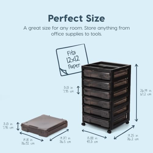 IRIS USA Rolling Cart with Drawers |Made in USA| 6-Tier Cases - Black/Gray - Image 2