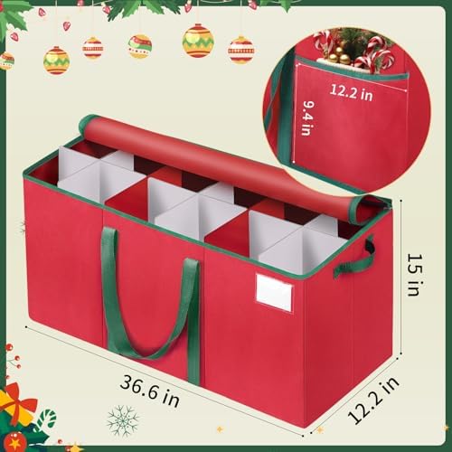 EverMerry Nutcracker and Figurine Collectibles Storage Box， Large Ornament Storage Organizer Stores Up to 12 Holiday Figurines-Carolers, Santa Figure, or Nut Cracker Ornaments (Red/15 Inches) - Image 2