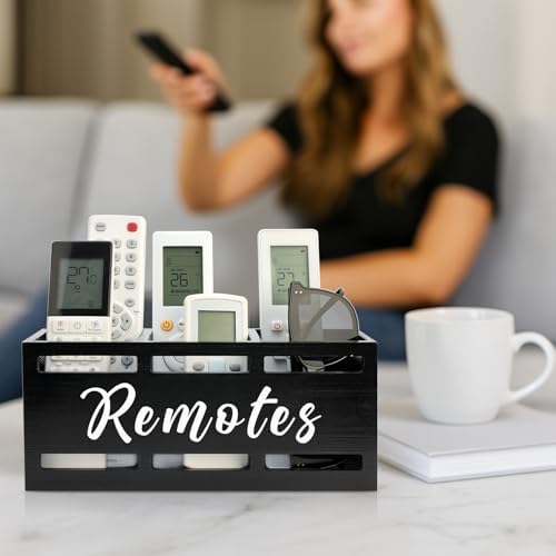 Wood Black TV Remote Organizer Wall Mount Remote Control Holders for Table - Image 6