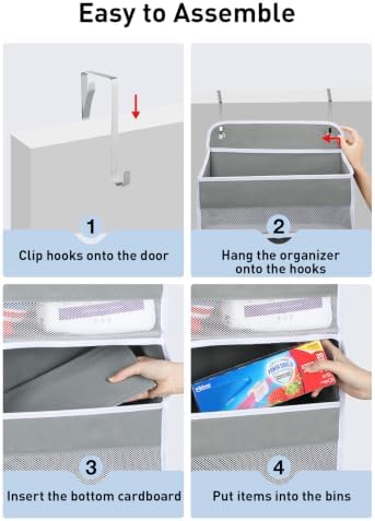 Yecaye Over the Door Organizer, Stuffed Animal Storage, Bathroom Organizers and Storage for Nursery Newborn Baby Essentials Stuff Dorm Room, Widen by 7cm, Deepen by 3cm, Grey 4 Tier Extra-Large - Image 4