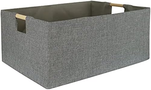 Storage Bin for Shelves Rectangle Closet Baskets Foldable Box with Handles Gray Shelf Baskets Toy Boxes for Home Office Car Dormroom by FUULOXE
