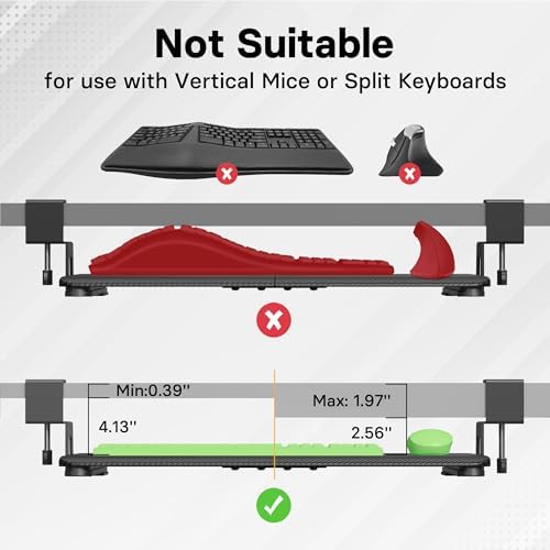 BONTEC Under Desk Keyboard Tray, Pull-Out Keyboard & Mouse Platform - Image 5