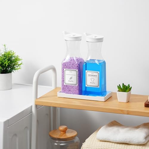 35oz Laundry Detergent Dispenser,Liquid Container,White with Plastic Tray - Image 6