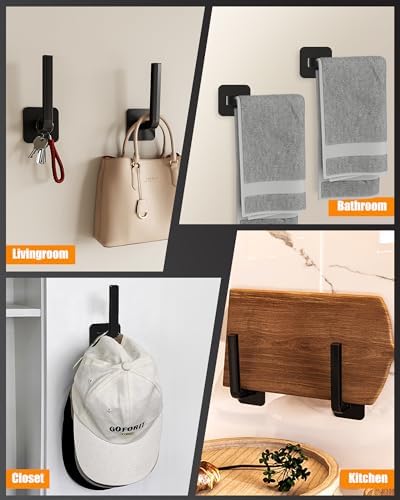 Hat Rack for Hat Storage (8-Pack), Multi-Purpose Hat Organizer, Strong Adhesive Hat Hooks for Wall Hat Organizer for Baseball Caps, Two Mounting Options Hat Hook, Black - Image 4