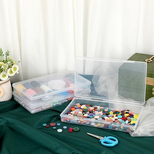 BTSKY Clear Plastic Storage Box with Flap Lid, 4 Pack - 9.8"x5.9"x1.2" - Image 6