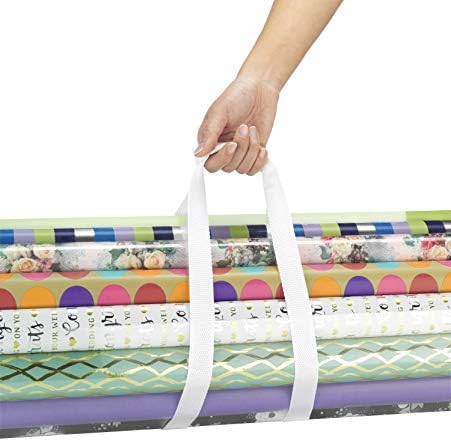 Whitmor Gift Wrap Storage Organizer with Handles & Zipper, 31", Clear/White - Image 7