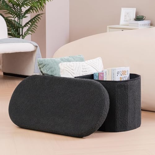 B FSOBEIIALEO 30" Folding Ottoman with Storage for Living Room, Dark Grey - Image 2