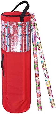 Wrapping Paper Storage Bag | Wrapping Paper Organizer Under Bed for Storing Multiple Rolls of Gift Wrap, 42” Length Container Constructed of Durable 600D Oxford Material (Red) - Image 2