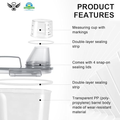 Airtight Rice Container 2-3Lbs, 2Qt Flour Storage Bin BPA free-Clear gray - Image 2