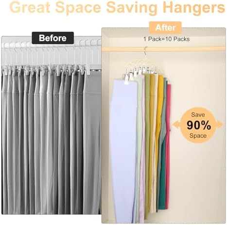 Volnamal Legging Organizer for Closet,4 Pack Metal Yoga Pants Hangers,Ivory - Image 4