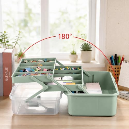 Tackle Box, 15-Inch Extra Large Art Storage Box with 3-Layer Folding Trays - Image 5