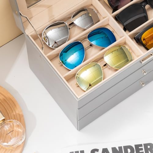 ProCase 3-Layer Sunglasses Storage Organizer -Grey - Image 5