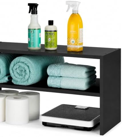 Whitmor Wood Shoe Rack, Stackable Storage Shelf, 24" Wide, Black, 2 Pack - Image 5