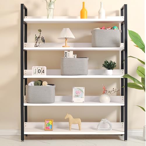 ICERZCZ Storage Baskets for Organizing Shelves, Woven Cotton Rope Bins for Baby Nursery Organization, Book Toy Towel Organizer, 15"x11"x9.5", 3 Packs, Grey - Image 2
