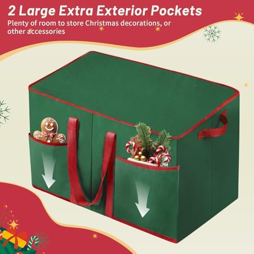 EverMerry Nutcracker and Figurine Collectibles Storage Box， Large Ornament Storage Organizer Stores Up to 8 Holiday Figurines-Carolers, Santa Figure, or Nut Cracker Ornaments (Green/15 Inches) - Image 6