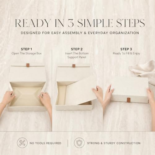 ZICOTO Decorative Photo Storage Boxes with Lids - Set of 2 Linen Organizers - Image 4