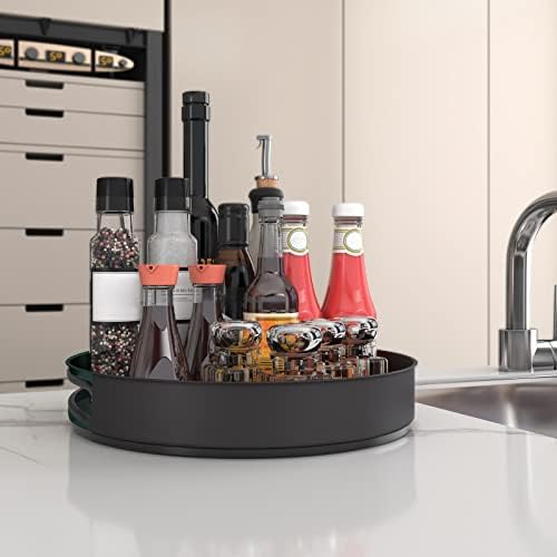 VAEHOLD Lazy Susan Stainless Steel Black Spice Rack Turntable for Pantry Cabinet - Decorative Trays Storage Containers Organizer for Kitchen Cabinet, Snacks, Bathroom (12 inches) - Image 4