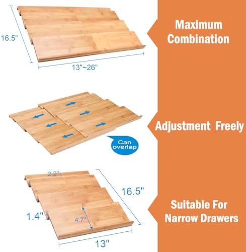 Bamboo Spice Drawer Organizer, 4 Tier Expandable From 13" to 26" - Image 4