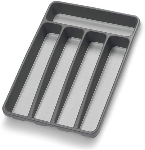 Loyareal Silverware Organizer Utenisl Organizer Holder Kitchen Drawer Organizer Plastic Silverware Tray for Drawer Flatware Organizer 5 Compartment Black by Loyareal