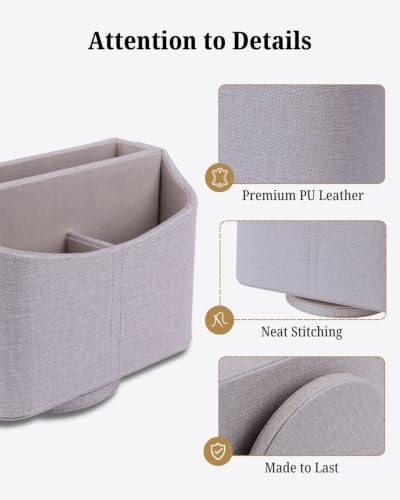 LAMOTI Remote Control Holder, 360° Rotating PU Leather Desk Organizer - Image 2