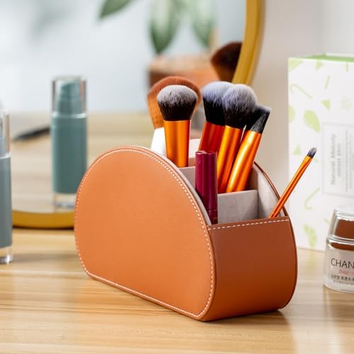 Remote Control Holders Organizer Box with 5 Compartment PU Leather Caddy - Image 4
