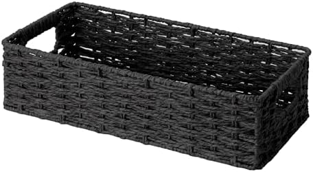 StorageWorks Toilet Basket Tank Topper, Bathroom Basket Organizer, Black by StorageWorks