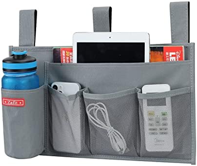 Zafit Hanging Bedside Caddy, Bedside Storage Organizer for Magazine, Phone, Remote control (5 Pockets-Grey) by ZAFIT