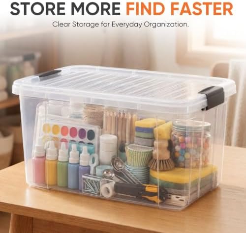 Superio 14.7 Quart Clear Plastic Storage Boxes with Lids, Stackable Organizer Containers, BPA-Free Storage Bins for Home, Office, School & Dorm, 4 Pack - Image 2