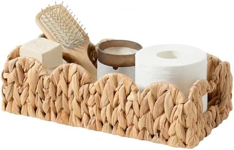 StorageWorks Wicker Scalloped Basket, Small Bathroom Baskets for Storage by StorageWorks