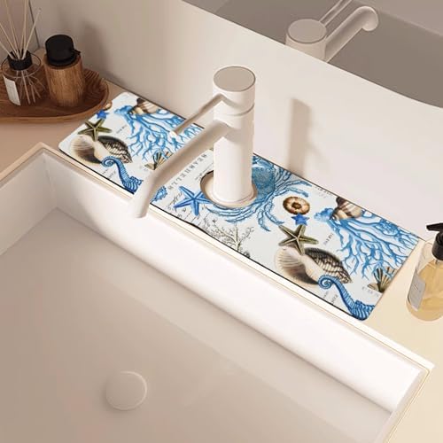 Sink Faucet Absorbing Mat, 2 Pack Drying Mat Around Faucet Sink Splash Guard Behind Faucet Sinkmat For Kitchen Bathroom Island Rv 15 * 5.5 Inch (38 * 14 cm) - Image 2