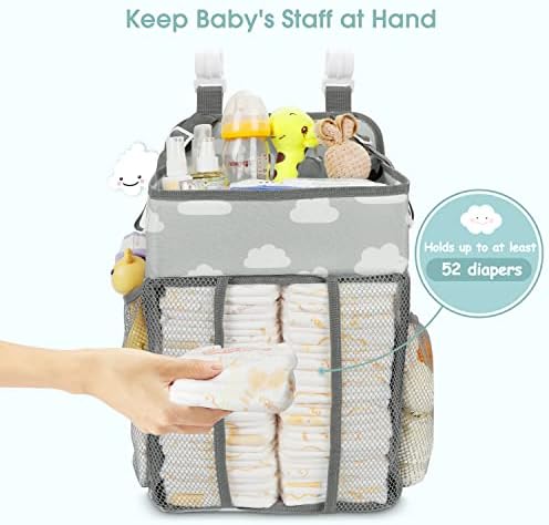 Maliton Hanging Diaper Caddy Organizer Hold 50+ Diapers(Gray Cloud) - Image 6