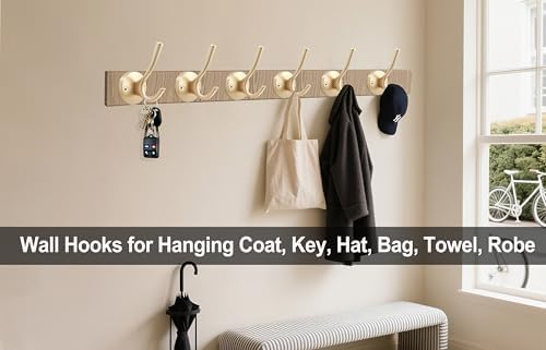 TOFIIGREM Gold Wall Hooks, 5 Pack Coat Robe Hook Heavy Duty Metal Double Bath Hook Wall Mounted, Hand Towel Hooks for Cubicle Bathroom Kitchen Closet Garage - Image 4