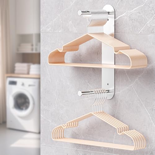 Hanger Holder for Laundry Room, Wall Mounted Clothes Hanger Organizer Stacker, Metal Space Saving Hangers Storage Rack for Washing Machine Dryer (Silver, 1Pc) - Image 4