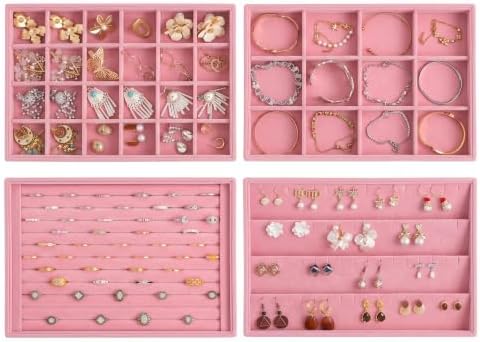 Frebeauty Jewelry Trays for Drawer,Set of 4 Jewelry Organizer and Storage by Frebeauty