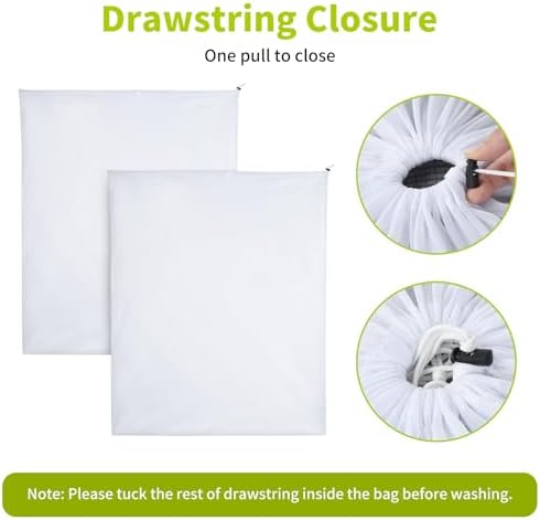 OTraki Ex-Large Mesh Laundry Bag 36x43 Inch Drawstring Laundry Wash Bags 2 Pack Dirty Clothes Net Laundry Bag Heavy Duty Travel Storage Organize Bag Don't Drying, Melting 140-176℉ White - Image 3