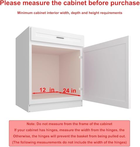 Wooden Pull out Cabinet Organizer 12" W x 21" D x 4.3" H, Heavy Duty Slide Out Drawers Pull-Out Home Organizers for Kitchen Cabinets - Image 4