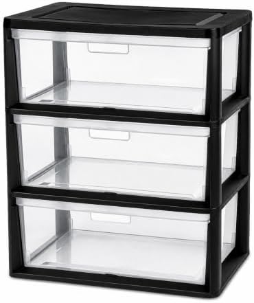 3 Drawer Storage Organizer, 3-Tier Wide Clear Plastic Drawer Storage -Black by Unknown