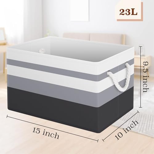 Fab totes Storage Bins 4-Pack, Foldable Storage Baskets for Organizing Toys, Books, Shelves, Closet, Large Storage Box with Rope Handles, Sturdy Organizer Bins,Gradient Grey - Image 2
