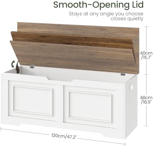 CHOEZON Storage Bench, 47.2" Large Wooden Storage Chest with Safety Hinge - Image 2
