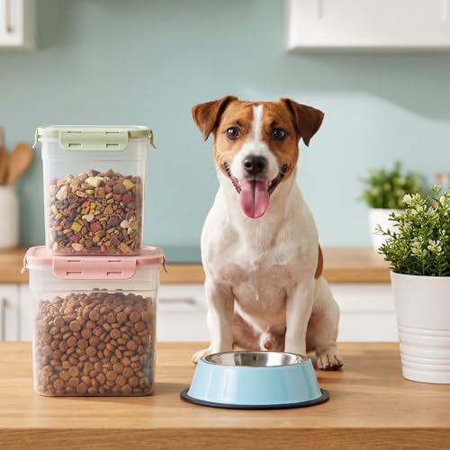 Patelai 6 Pcs Dog and Cat Food Storage Containers 2 Scoops, Pink,Blue,Green - Image 6