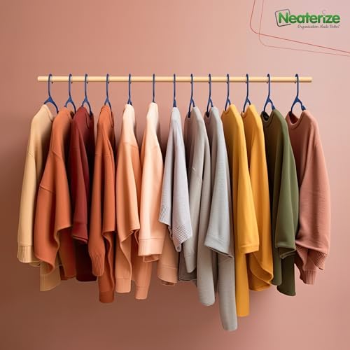 NEATERIZE Clothes Hangers Plastic 100 Pack for Adults - Plastic Hangers, The Perfect Coat Hanger and Space Saving Clothes Hangers for Closet - Navy Blue Hangers - Image 5