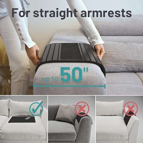 D&D Living® Sofa Tray - Flexible Couch Armrest Organizer with Anti-Slip Cork Pad | Sofa Tray with 18.5x13.4 inches, Sustainable Large Black Bamboo - Image 4