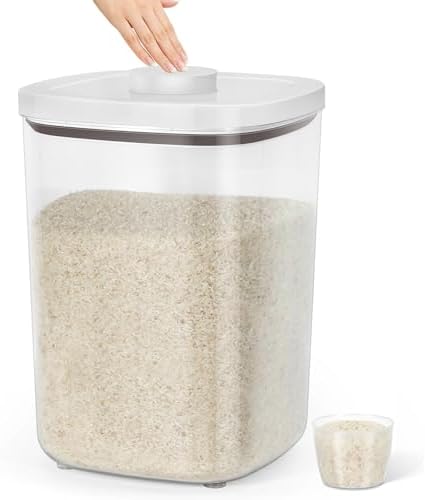 Large Rice Storage Container 15 - 20 Lbs, Airtight Dry Food Flour Container by TBMax