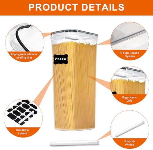 4pk 2.8L Airtight Containers, Clear Stackable Dry Food Storage - Image 3