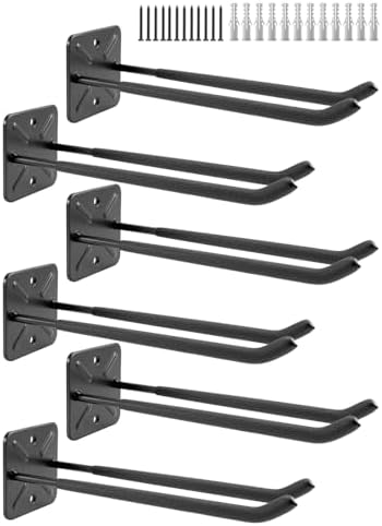 Sinoer 6 Pack Metal Wall Mount Garage Double Storage Hooks by Sinoer