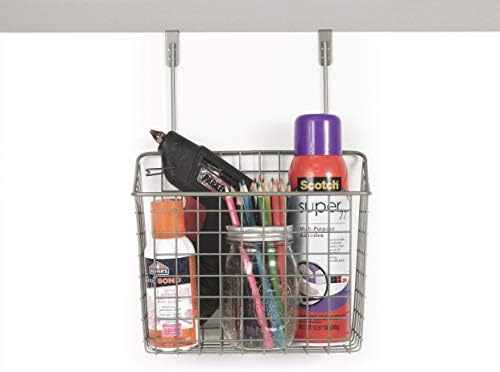 Spectrum Hanging Baskets for Organizing (Large, Satin Nickel) - Grid Over the Cabinet Wire Basket- Kitchen or Bathroom - Door Hanging Storage Organizer for Cleaning Supplies, & Towels (Pack of 6) - Image 4