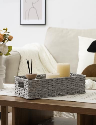 StorageWorks Toilet Tank Basket for Bathroom, Round Paper Rope Wicker Storage Basket Back of Toilet Tank Top, 14 ¼"L x 6 ¾"W x 3 ¾"H, 2 Pack - Image 7